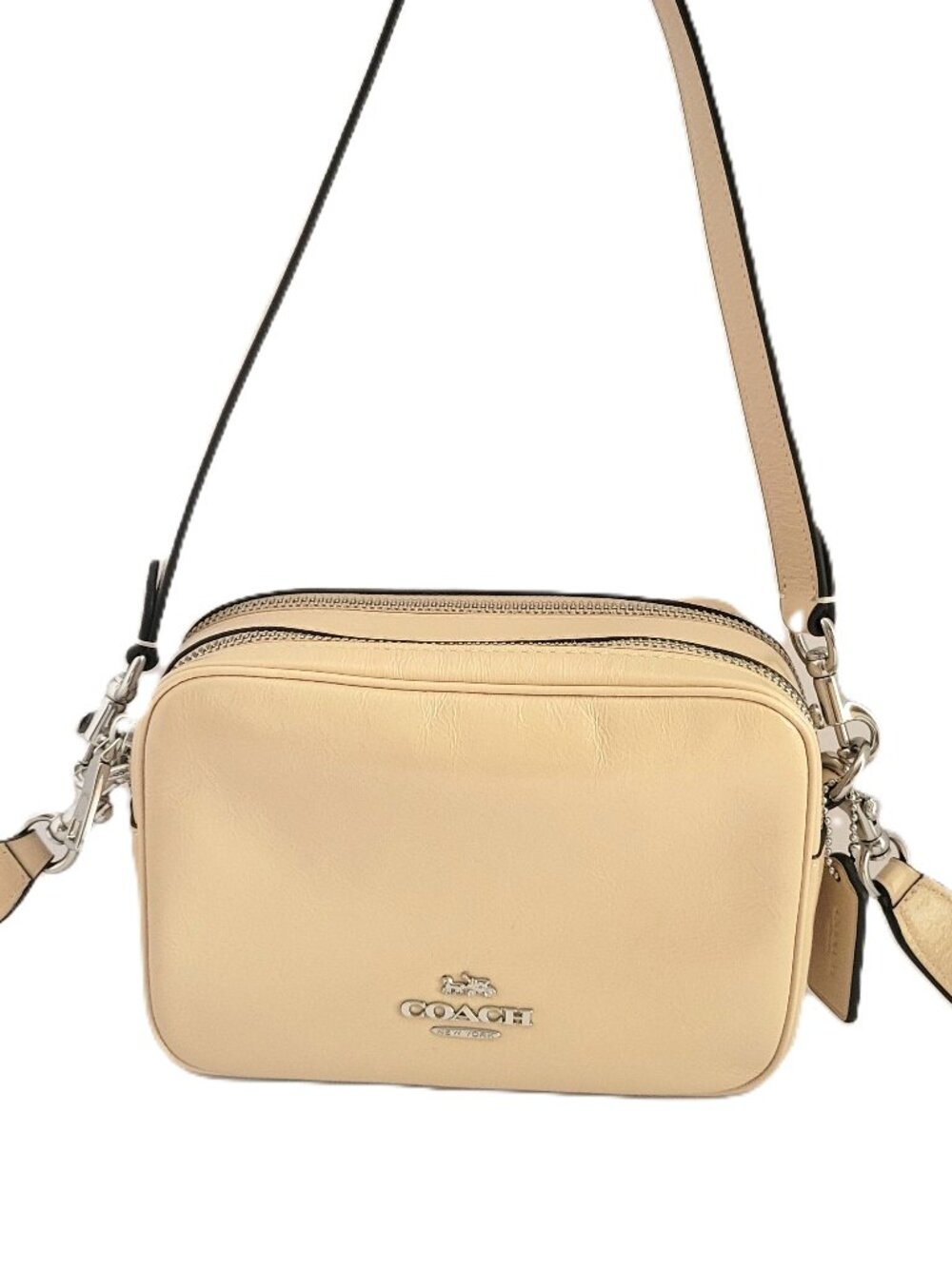 Coach CEK70 Mini Carey Crinkle Leather Crossbody Bag Handbag Ivory